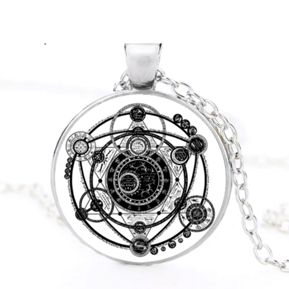 New Sigil Magic Silver Glass Cabochon Necklace.